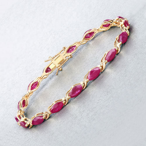 8.00 Carat Genuine Ruby 10K Yellow Gold Bracelet Bids.com