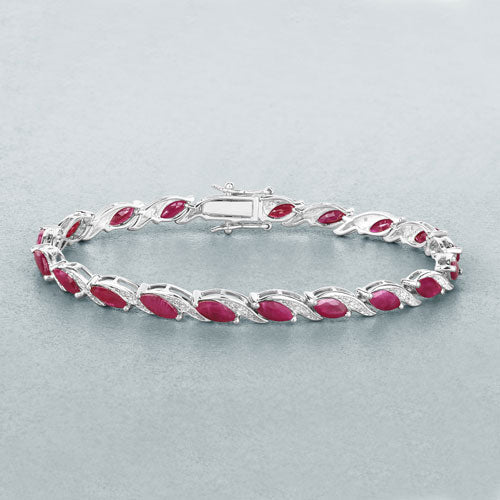 7.78 Carat Genuine Ruby and White Diamond 10K White Gold Bracelet Bids.com