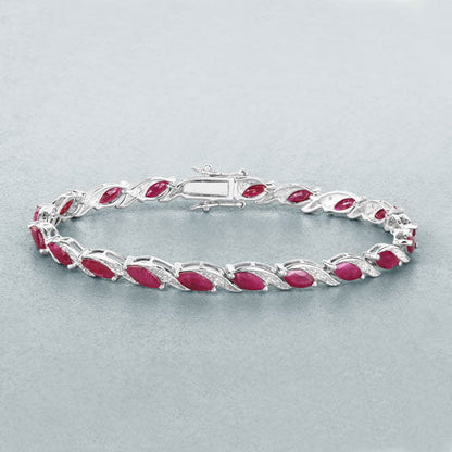 7.78 Carat Genuine Ruby and White Diamond 10K White Gold Bracelet Bids.com