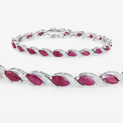 7.78 Carat Genuine Ruby and White Diamond 10K White Gold Bracelet Bids.com