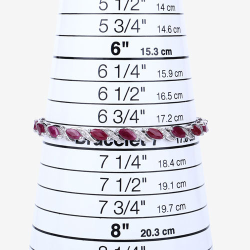 7.78 Carat Genuine Ruby and White Diamond 10K White Gold Bracelet Bids.com
