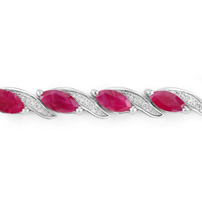 7.78 Carat Genuine Ruby and White Diamond 10K White Gold Bracelet Bids.com