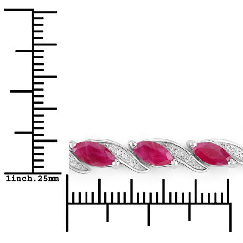7.78 Carat Genuine Ruby and White Diamond 10K White Gold Bracelet Bids.com