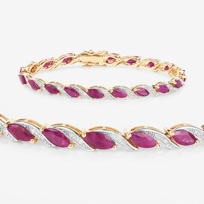 7.78 Carat Genuine Ruby and White Diamond 10K Yellow Gold Bracelet Bids.com