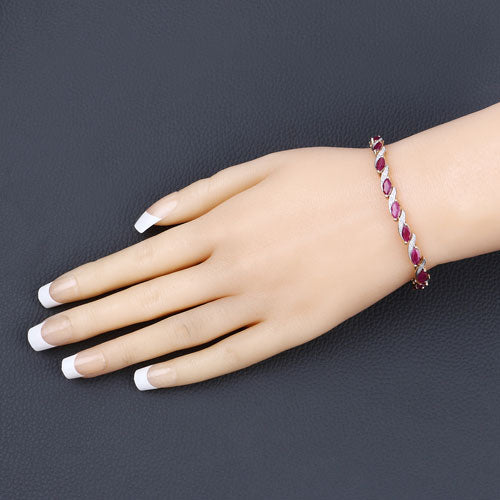 7.78 Carat Genuine Ruby and White Diamond 10K Yellow Gold Bracelet Bids.com