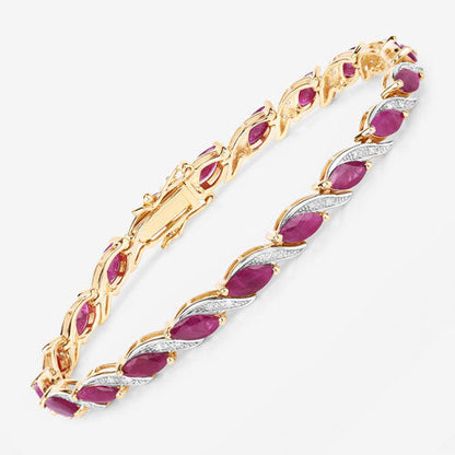7.78 Carat Genuine Ruby and White Diamond 10K Yellow Gold Bracelet Bids.com