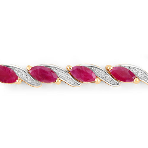 7.78 Carat Genuine Ruby and White Diamond 10K Yellow Gold Bracelet Bids.com