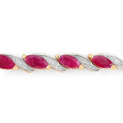 7.78 Carat Genuine Ruby and White Diamond 10K Yellow Gold Bracelet Bids.com