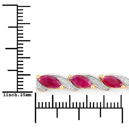 7.78 Carat Genuine Ruby and White Diamond 10K Yellow Gold Bracelet Bids.com