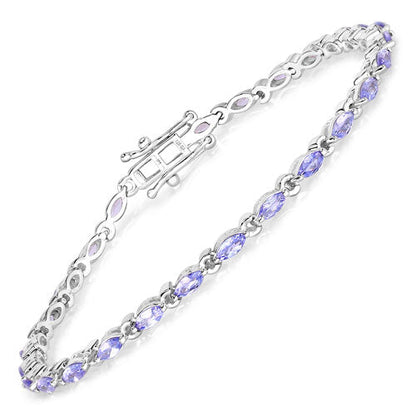 3.78 Carat Genuine Tanzanite .925 Sterling Silver Bracelet Bids.com