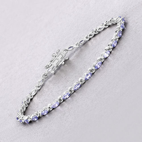 3.78 Carat Genuine Tanzanite .925 Sterling Silver Bracelet Bids.com