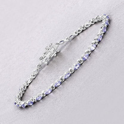 3.78 Carat Genuine Tanzanite .925 Sterling Silver Bracelet Bids.com