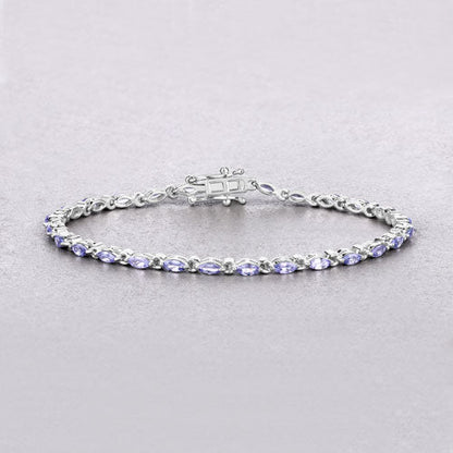 3.78 Carat Genuine Tanzanite .925 Sterling Silver Bracelet Bids.com