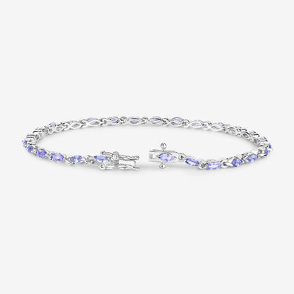 3.78 Carat Genuine Tanzanite .925 Sterling Silver Bracelet Bids.com