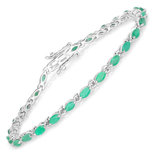 3.24 Carat Genuine Zambian Emerald .925 Sterling Silver Bracelet Bids.com