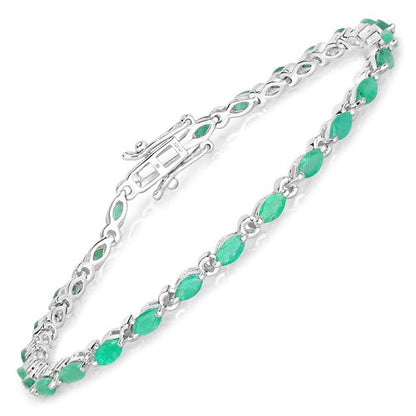 3.24 Carat Genuine Zambian Emerald .925 Sterling Silver Bracelet Bids.com