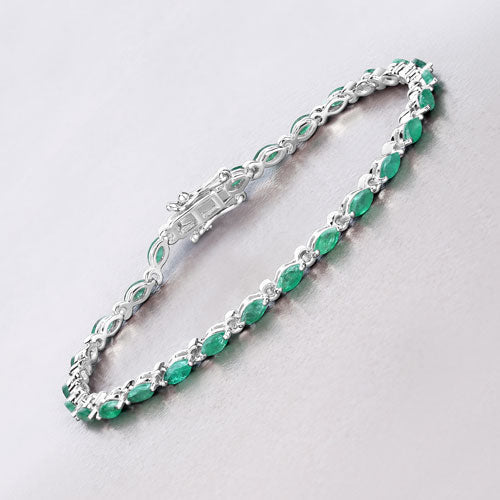 3.24 Carat Genuine Zambian Emerald .925 Sterling Silver Bracelet Bids.com
