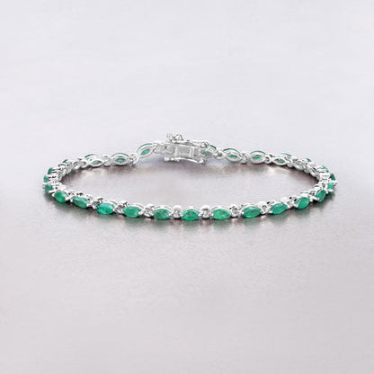 3.24 Carat Genuine Zambian Emerald .925 Sterling Silver Bracelet Bids.com