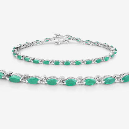 3.24 Carat Genuine Zambian Emerald .925 Sterling Silver Bracelet Bids.com