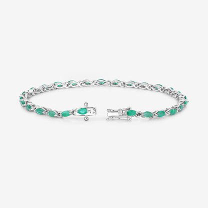 3.24 Carat Genuine Zambian Emerald .925 Sterling Silver Bracelet Bids.com