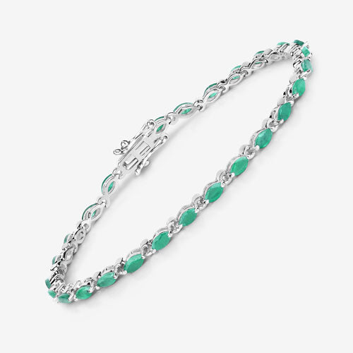 3.24 Carat Genuine Zambian Emerald .925 Sterling Silver Bracelet Bids.com
