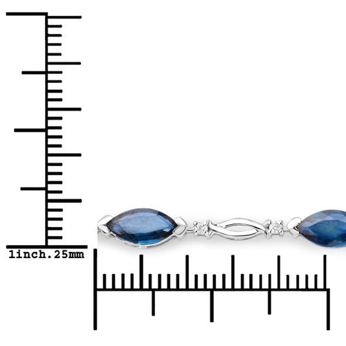 5.58 Carat Genuine Blue Sapphire and White Diamond 14K White Gold Bracelet Bids.com