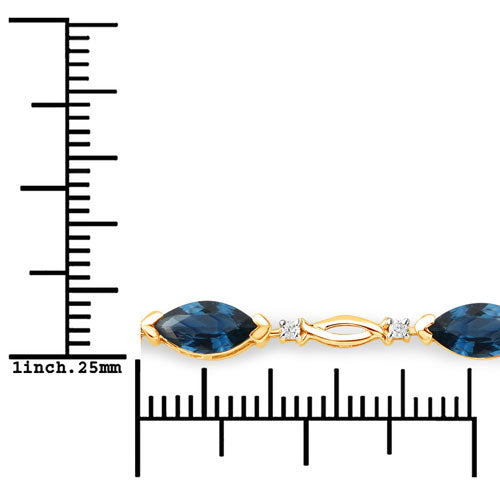 5.58 Carat Genuine Blue Sapphire and White Diamond 14K Yellow Gold Bracelet Bids.com