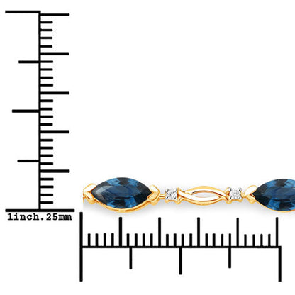 5.58 Carat Genuine Blue Sapphire and White Diamond 14K Yellow Gold Bracelet Bids.com