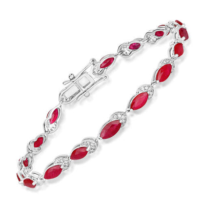 6.79 Carat Genuine Ruby and White Diamond 14K White Gold Bracelet Bids.com