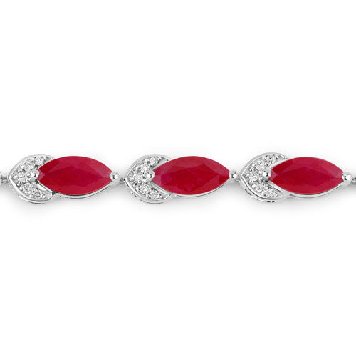 6.79 Carat Genuine Ruby and White Diamond 14K White Gold Bracelet Bids.com
