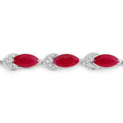 6.79 Carat Genuine Ruby and White Diamond 14K White Gold Bracelet Bids.com
