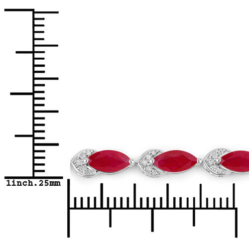 6.79 Carat Genuine Ruby and White Diamond 14K White Gold Bracelet Bids.com