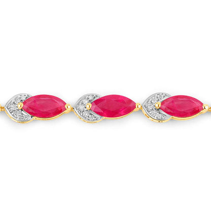 6.79 Carat Genuine Ruby and White Diamond 14K Yellow Gold Bracelet Bids.com