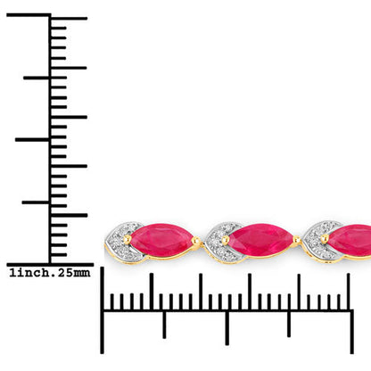 6.79 Carat Genuine Ruby and White Diamond 14K Yellow Gold Bracelet Bids.com