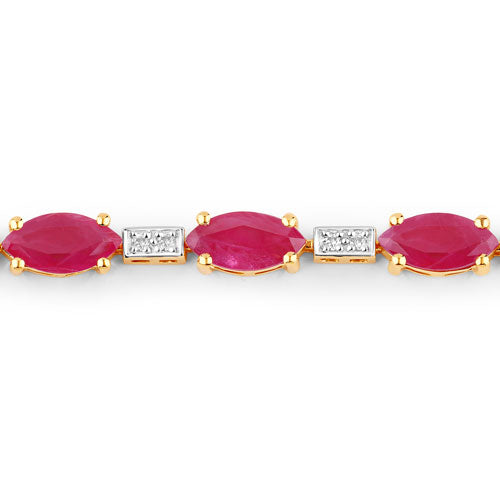 7.22 Carat Genuine Ruby and White Diamond 14K Yellow Gold Bracelet Bids.com