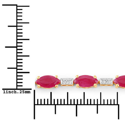 7.22 Carat Genuine Ruby and White Diamond 14K Yellow Gold Bracelet Bids.com