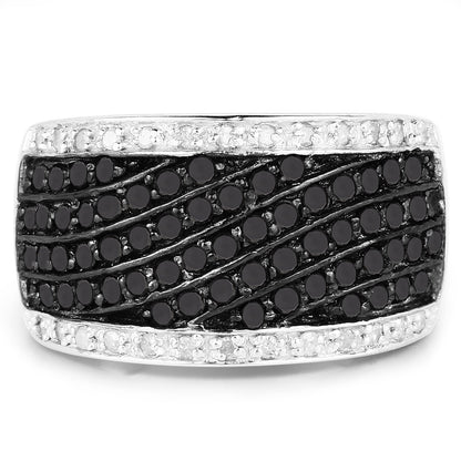 0.79 Carat Genuine Black Diamond and White Diamond .925 Sterling Silver Ring Bids.com