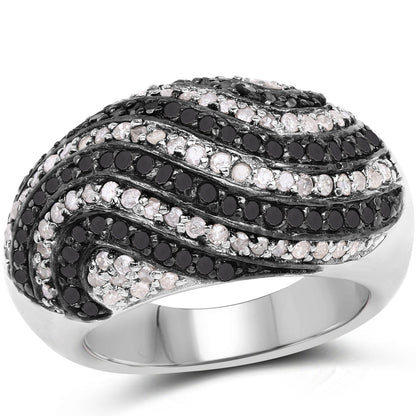 1.26 Carat Genuine Black Diamond and White Diamond .925 Sterling Silver Ring Bids.com