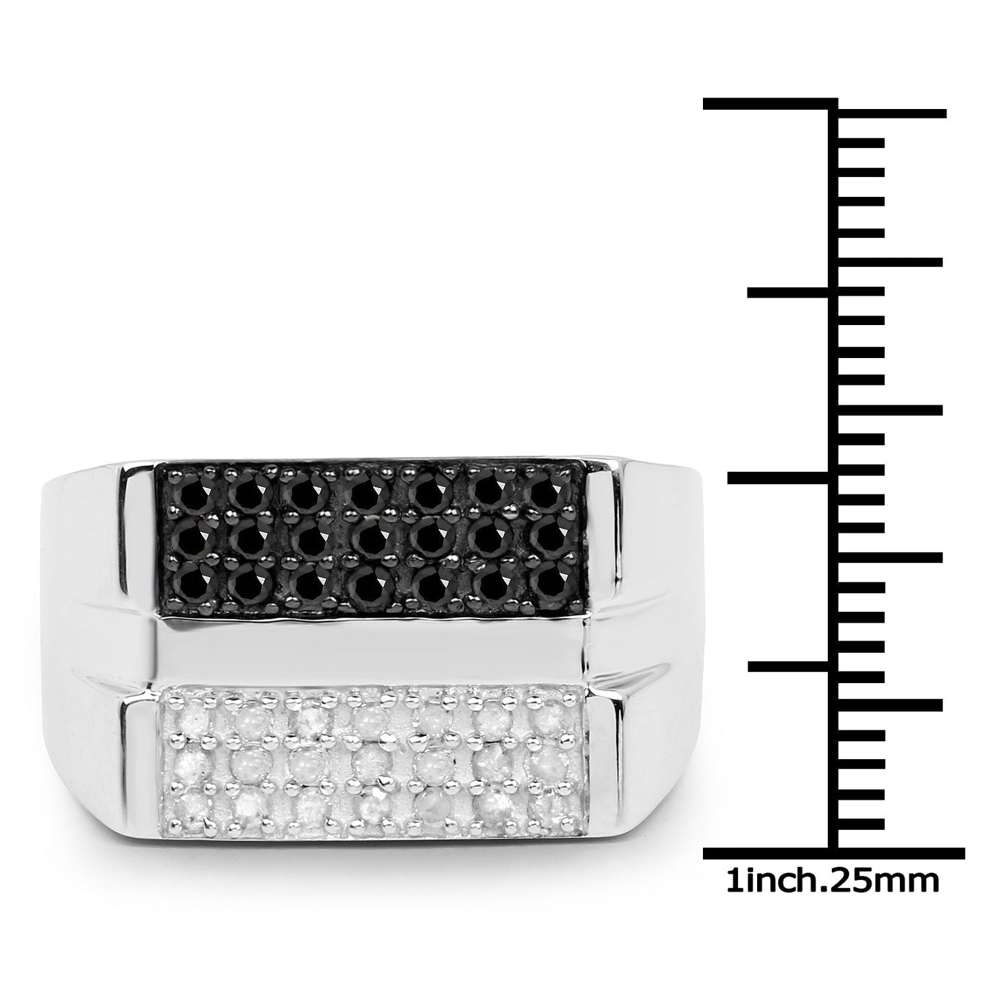 0.64 Carat Genuine Black Diamond and White Diamond .925 Sterling Silver Ring Bids.com