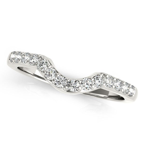 14k White Gold Pave Set Diamond Curved Wedding Band (1/4 cttw) Bids.com
