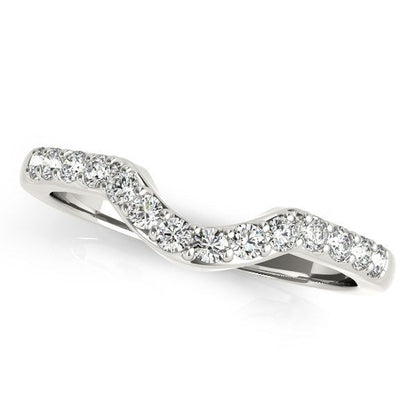 14k White Gold Pave Set Diamond Curved Wedding Band (1/4 cttw) Bids.com