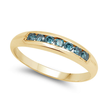 14K Yellow Gold Plated 0.35 Carat Genuine Blue Diamond .925 Sterling Silver Ring Bids.com