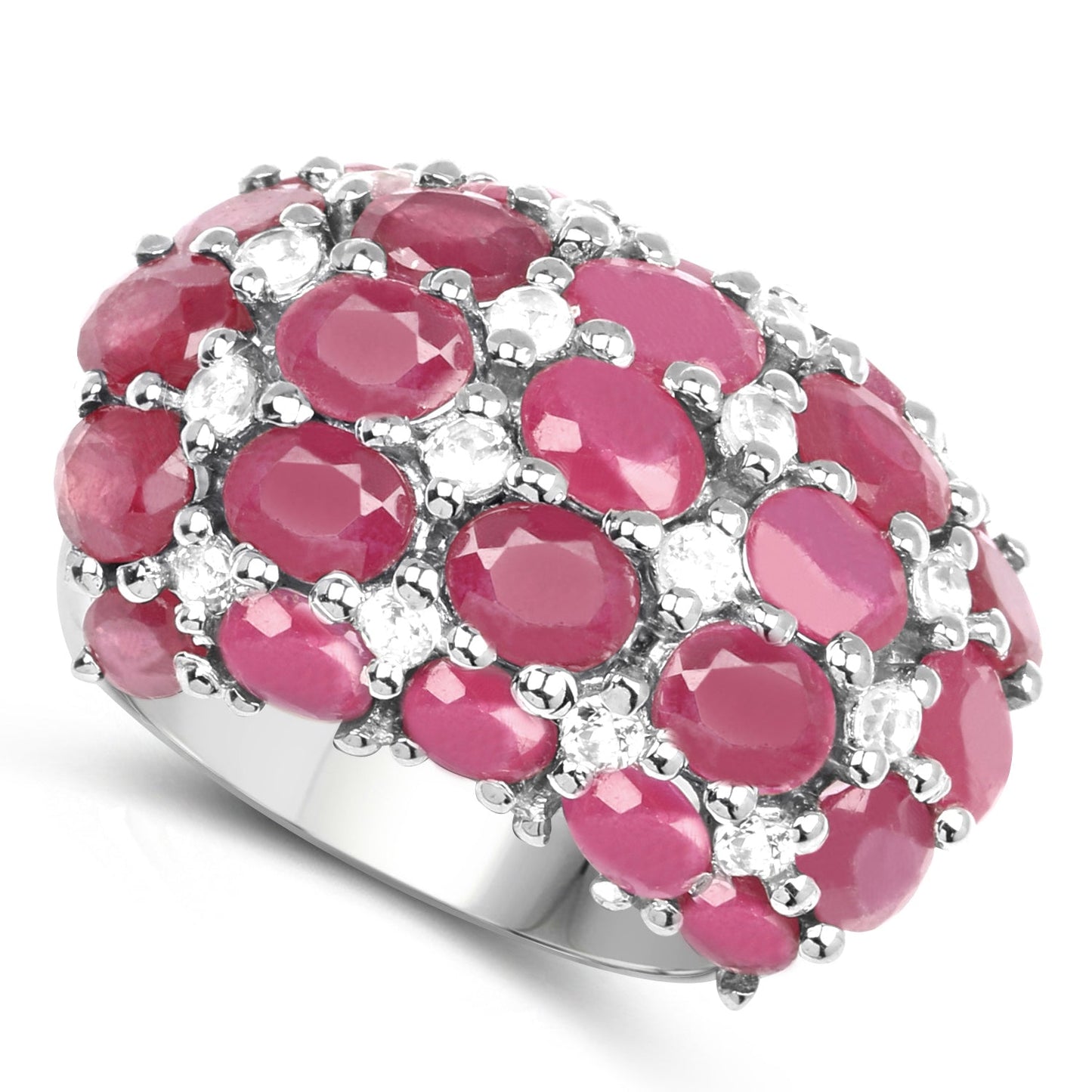 8.54 Carat Glass Filled Ruby and White Topaz .925 Sterling Silver Ring Bids.com