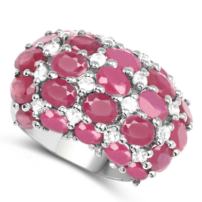 8.54 Carat Glass Filled Ruby and White Topaz .925 Sterling Silver Ring Bids.com