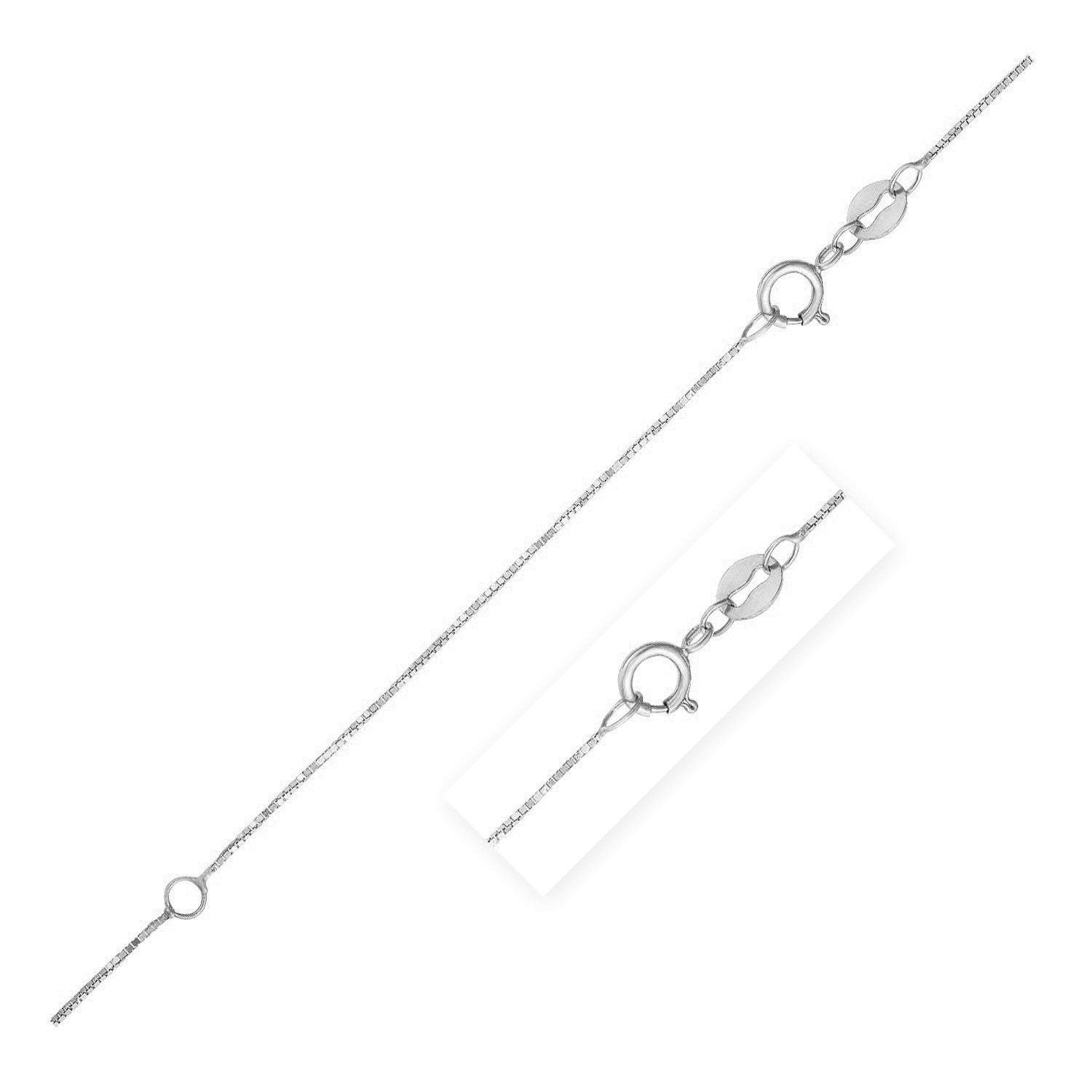 Double Extendable Box Chain in 14k White Gold (0.6mm) Bids.com
