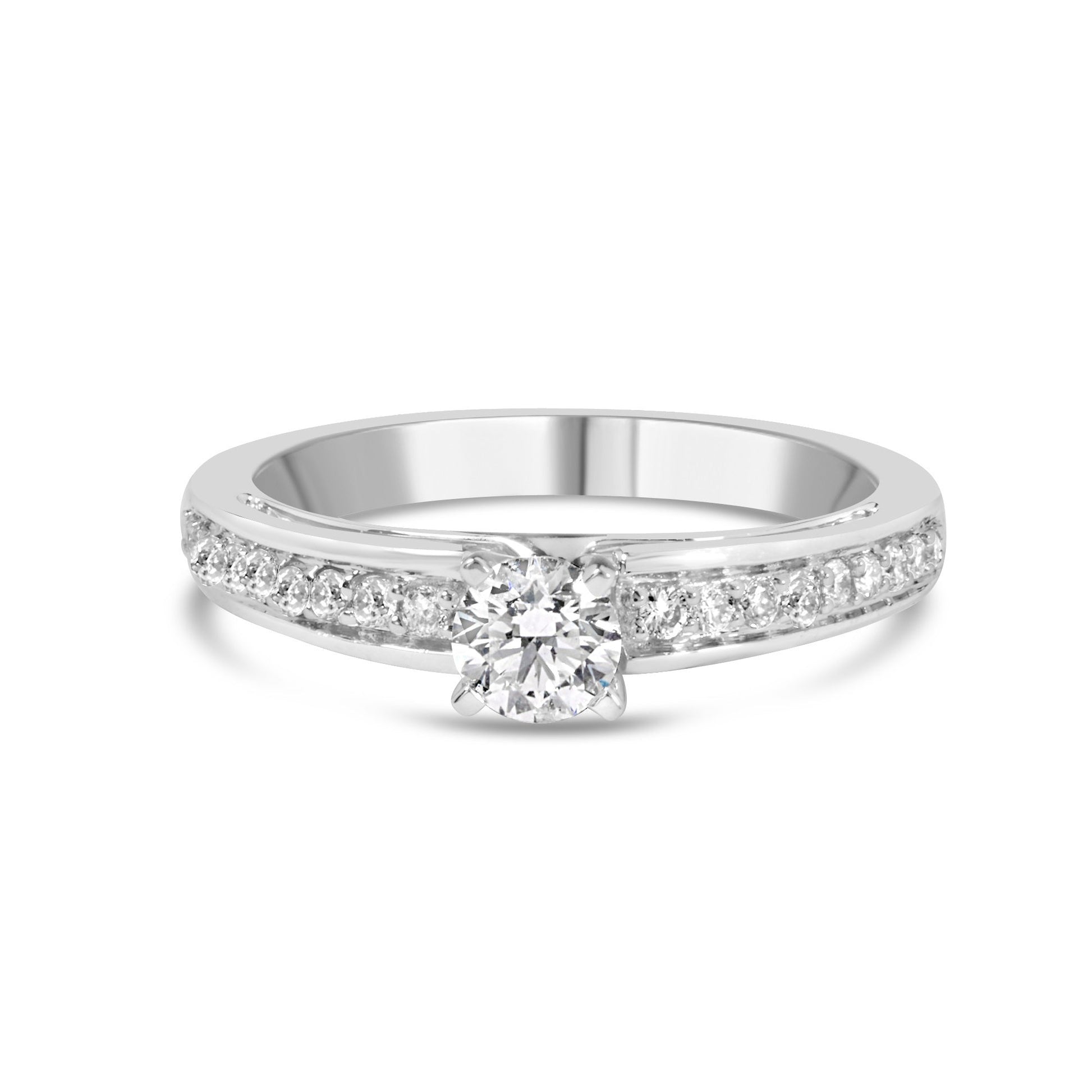 14K White Gold 1/2 Cttw Diamond Solitaire Pave Set Engagement Ring (G-H Color, VS2-SI1 Clarity) - Size 7 Bids.com