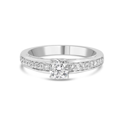 14K White Gold 1/2 Cttw Diamond Solitaire Pave Set Engagement Ring (G-H Color, VS2-SI1 Clarity) - Size 7 Bids.com
