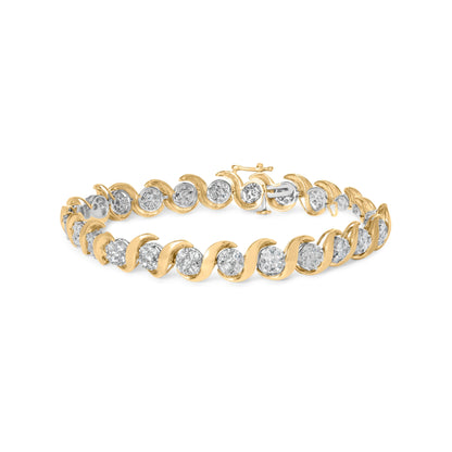 10K Yellow Gold 4.00 Cttw Round-Cut Diamond Floral Link 7.5" Bracelet (H-I Color, I2-I3 Clarity) Bids.com
