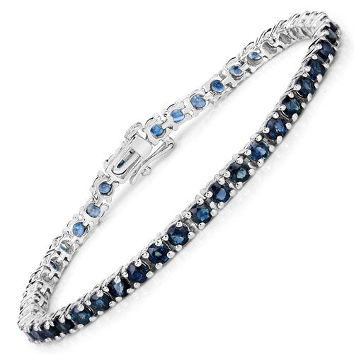 12.04 Carat Genuine Blue Sapphire .925 Sterling Silver Bracelet Bids.com