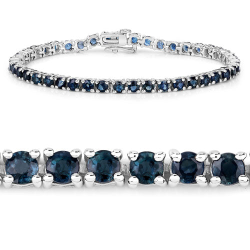 12.04 Carat Genuine Blue Sapphire .925 Sterling Silver Bracelet Bids.com